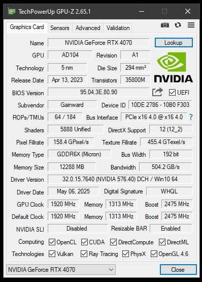 Видеокарта RTX 4070 12GB