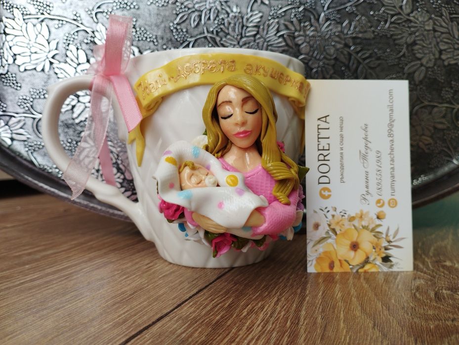 Чаши декорирани с полимерна глина на различна тематика