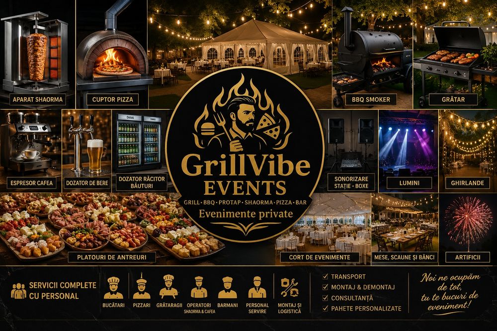 Organizator Evenimente Private și Corporate- Proțap ,BBQ Smoker,  Grătar,  Shaorma, Pizza, Dozator cu bere, cort evenimente. Servicii complete Party.