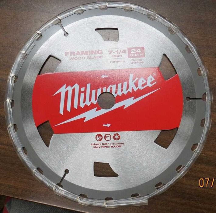 Milwaukee  Diablo panze de circular 7 1/4 185mm 24-40 dinti 165-305 mm