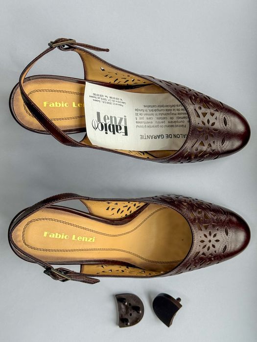 Sandale/Pantofi Fabio Lenzi – Piele Naturală – Maro Cognac – Mărimea