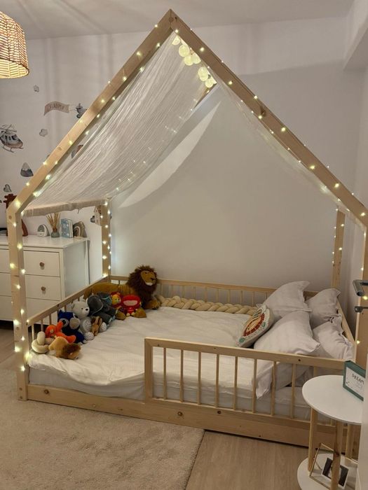 Pat Montessori copii din lemn masiv – la comandă | Livrare în toată ța