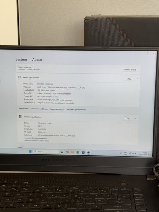 Продавам Asus ROG Zephyrus G15 GA502D