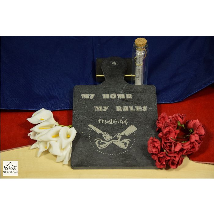 Камена плоча за рязане и поднасяне на храна, лазерно гравирана !