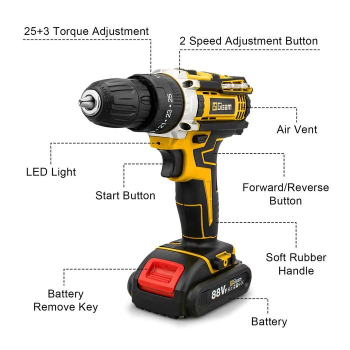Винтоверт Gisam Battery Impact Screwdriver 21V