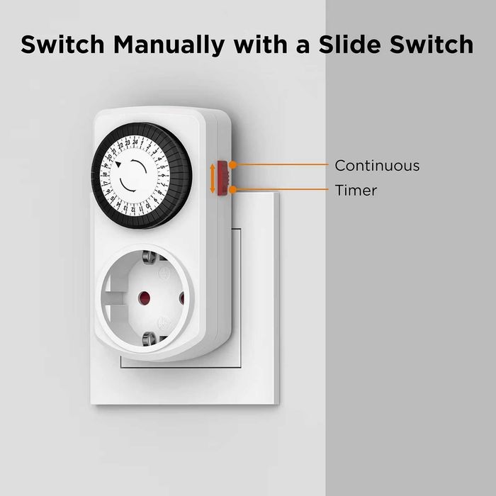 Set 4x priza temporizator mecanic 24h, 30 min, 16A 3680W