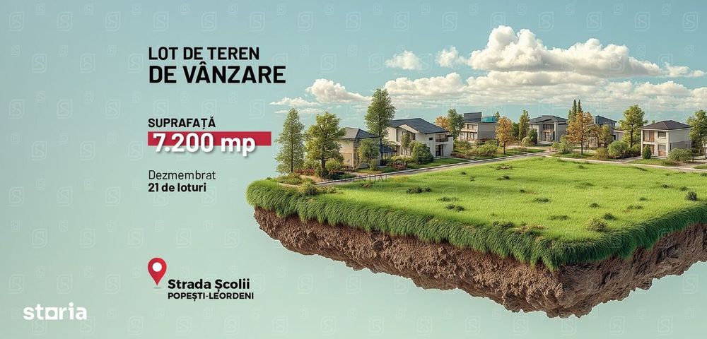 Teren 7.200 mp – deschidere 39 m la strada Viilor, Popești-Leordeni