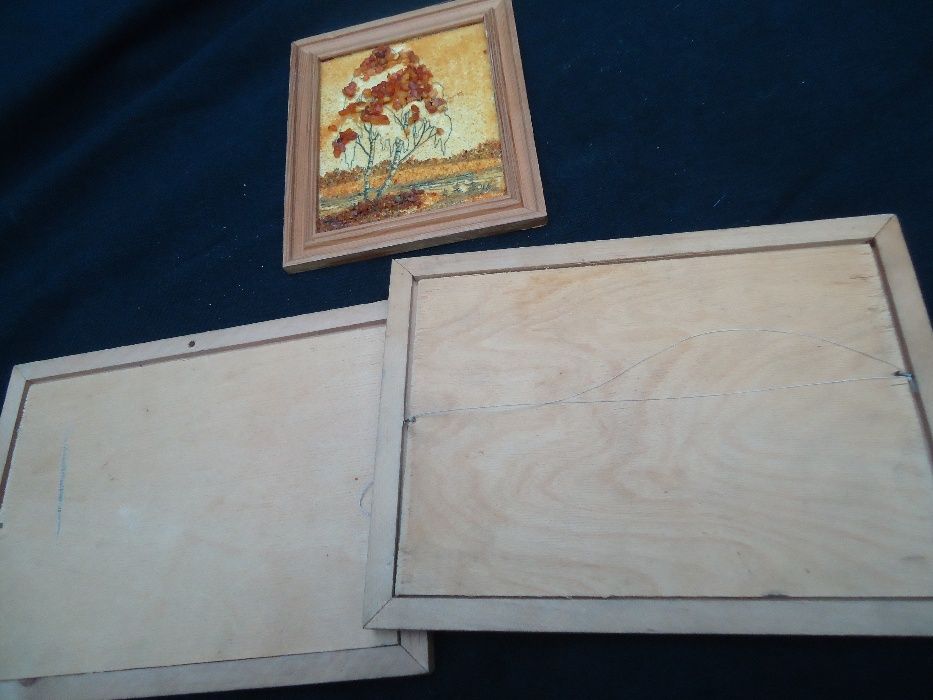 Набор триптих Картины (3 штуки ) НАТУРАЛЬНЫЙ Янтарь полностью покрытие