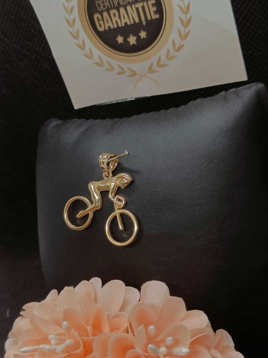 Pandantiv aur biciclist 14K 2.44g (Ag16 Moldova b33714.3) - Garantie 2 ani!