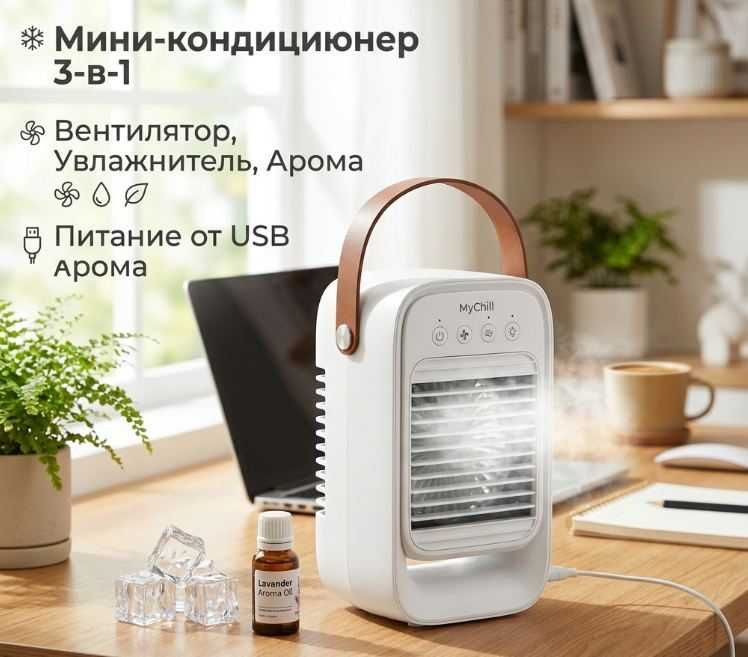 Портативный мини-кондиционер (Вентилятор 3 в 1) — Новый