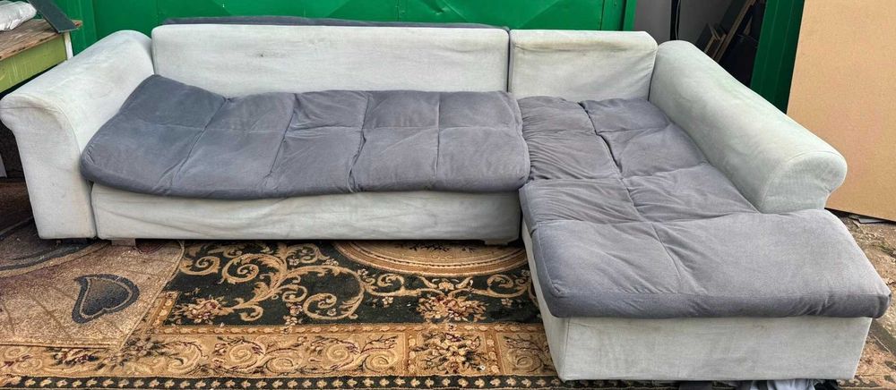 Coltar Extensibil cu Lada; Canapea cu Saltea 240x145 cm; Pat