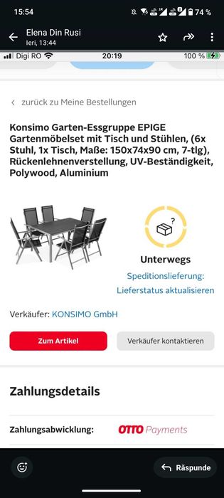 Masă cu 6 scune pentru terasă/grădină