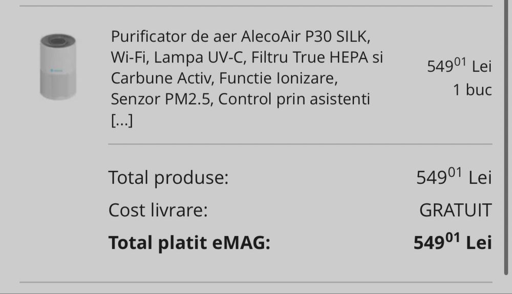 Purificator de aer AlecoAir P30 Silk