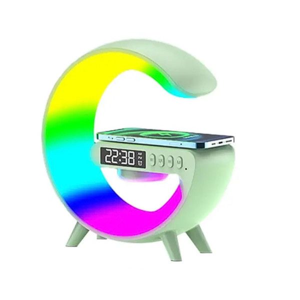 Ночник с беспроводной зарядкой часами и будильником,светильник,колонка