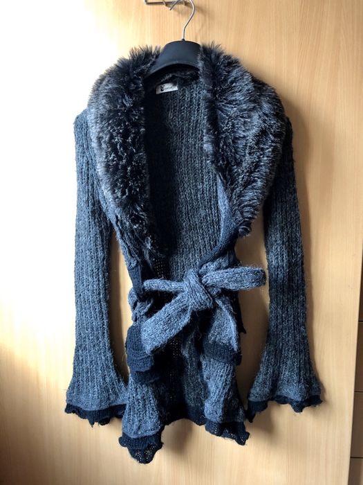 cardigan cu blanita si funda in talie/ croi frumos