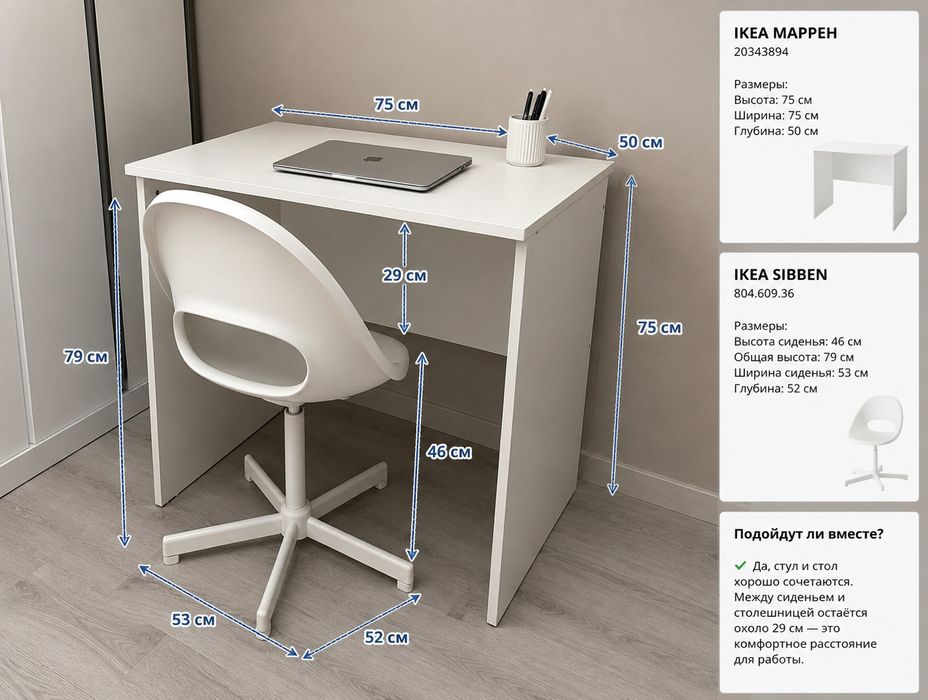 Письменный стол и стул от IKEA