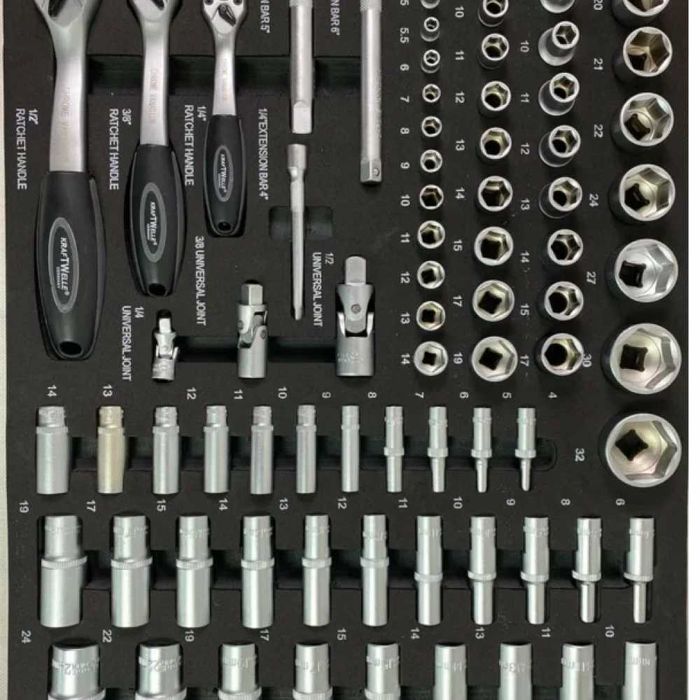 Шкаф с инструменти KraftWelle със 7 чекмеджета – 6 пълни