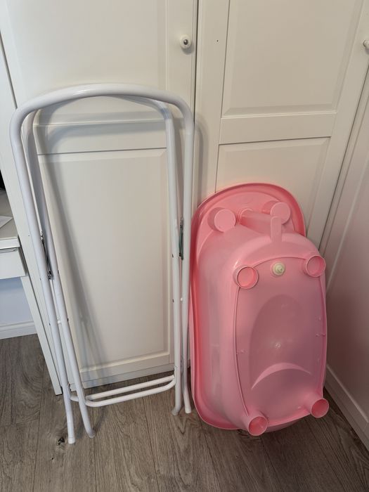 Vand Cadă de baie cu scurgere și suport Lorelli - 88 cm, Nordic Pink
