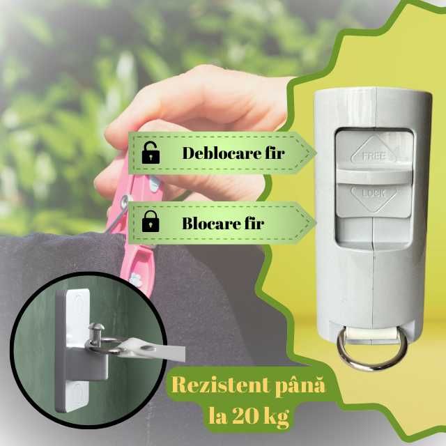 Sfoara de intins haine retractabila noua, 4m, Greutate acceptata 20 kg