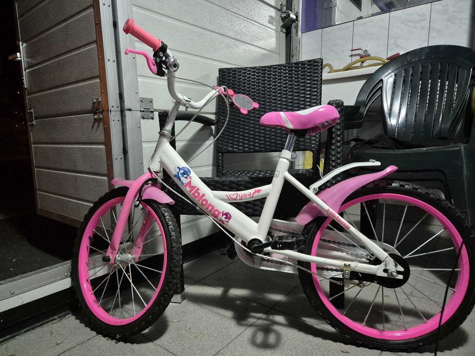 Bicicletă copii 16 inch roz/alb – stare foarte bună, gata de mers