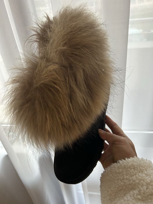 Боти естествен велур с естествена кожа от лисица