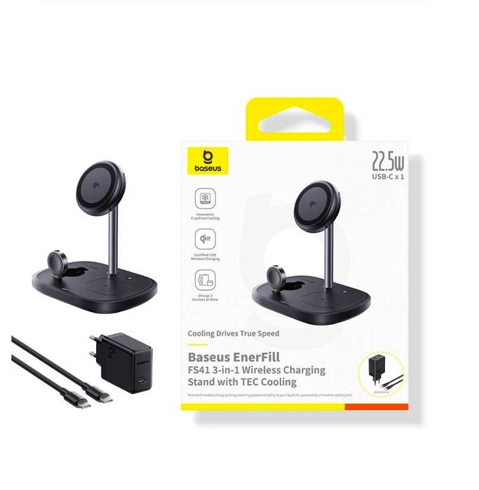 Baseus FS41 Qi2 Док-станция 3в1 Активным охлаждением TEC 15W iPhone 17