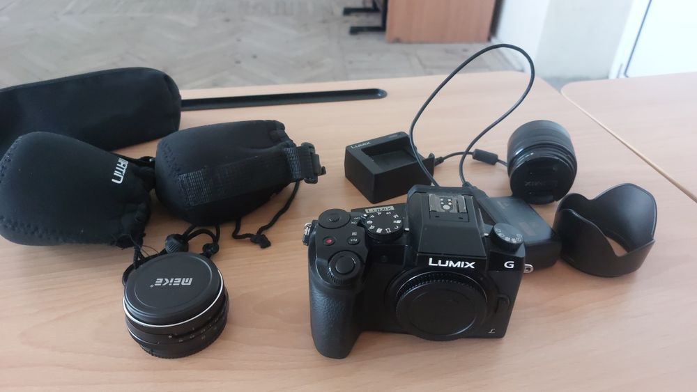 Panasonic Lumix G7 cu obiectiv kit + obiectiv manual + filtru cpl