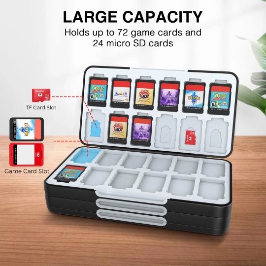 HEIYING husă stocare carduri pentru Nintendo Switch, 72 sloturi
