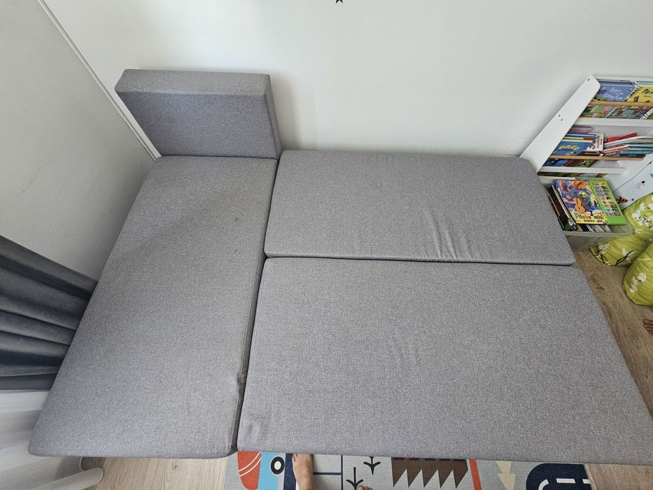 Colțar extensibil si reversibil  Modena Grey Jasmine Flower cu lada de depozitare