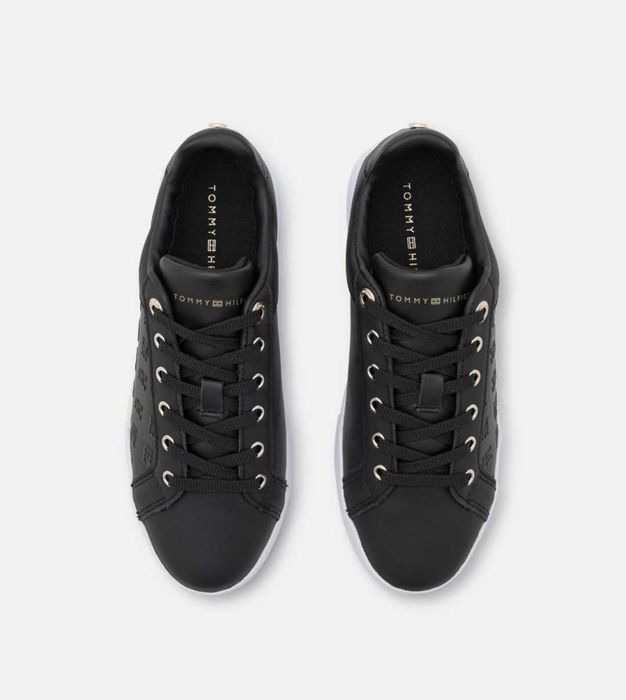 Tommy Hilfiger 36 номер, черни кожени сникърси, кецове с връзки нови