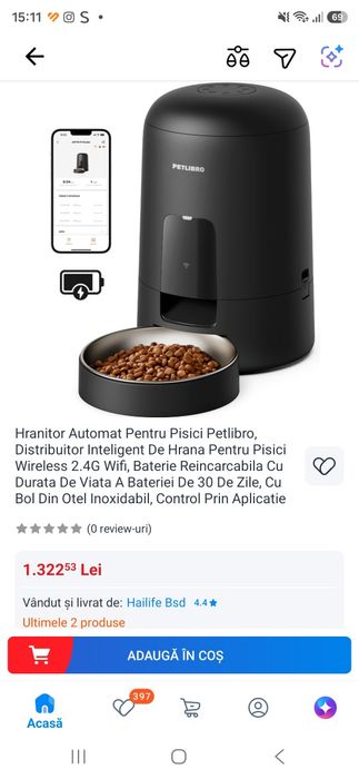 Hranitor Automat Pentru Pisici Petlibro