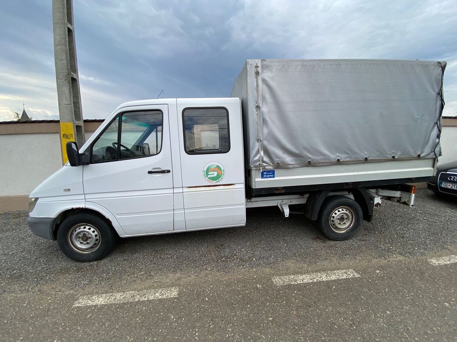 Mercedes Sprinter 2.2 CDI, prelată, 7 locuri, benă aluminiu