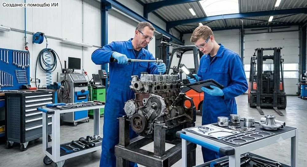 Ремонт двигателя вилочного погрузчика Toyota Komatsu Mitsubishi и др.
