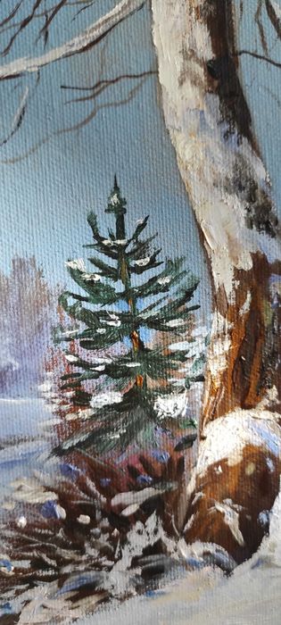 GATA SPRE VANZARE- Pictura in ulei -" Iarna"