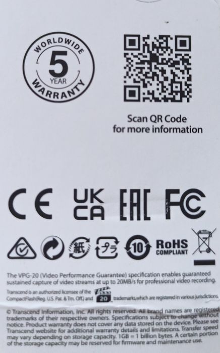 Карта памяти Compact Flash Transcend CF800, 64 Гб