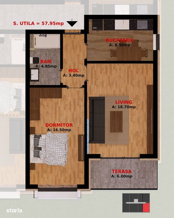 Apartament 2 camere la 1,5 km de Buc, TVA inclus. 2