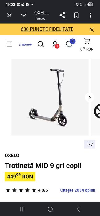 Trotinetă MID 9 gri copii