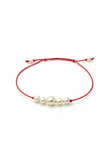 Brățară cu Perle Decorative și Șnur Roșu