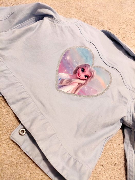 H&M Дънково яке с щампа, Елза Замръзнало кралство, размер 116