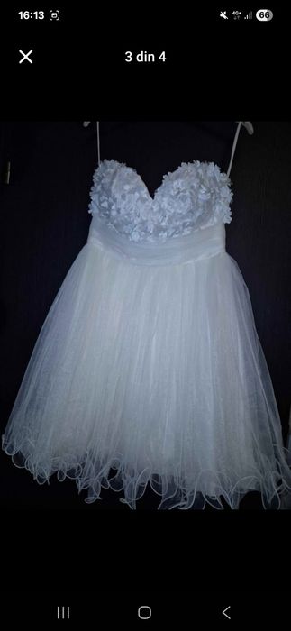 Rochie albă elegantă – ideală pentru cununie civilă, botez sau ședință