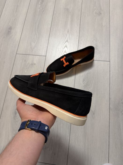 Mocasini/Espadrile Barbati Hermes Negru Piele Naturala!