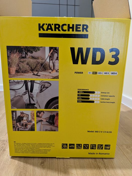 Прахосмукачка за сухо/мокро почистване Kärcher WD 3 V-17/4/20 – Като Нова!