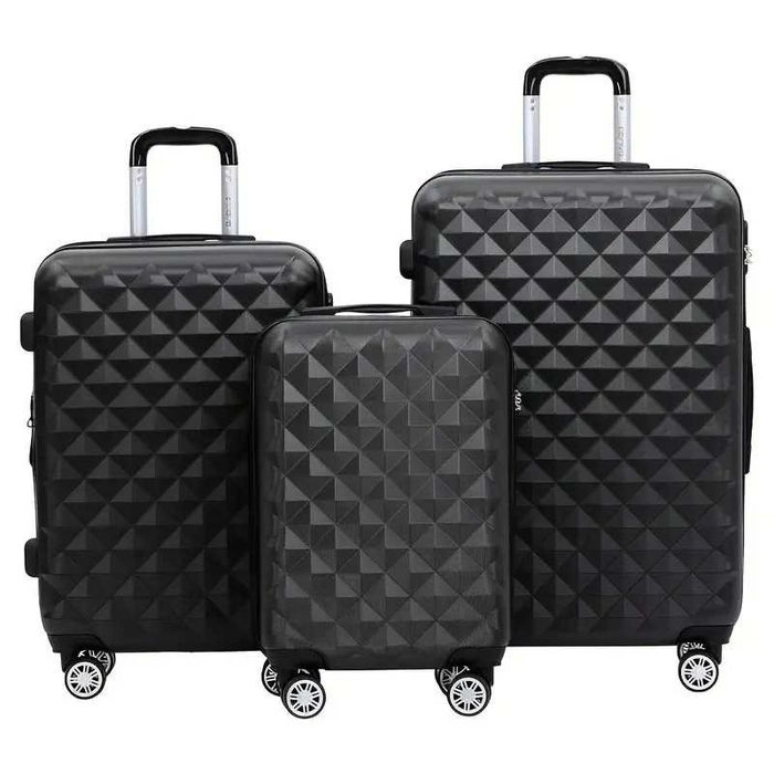 Set 3 valize de calatorie + geanta cosmetice, negru