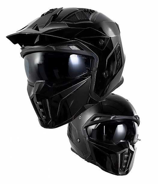 Casca moto NOUA Black Street Fighter cu mandibula detasabila