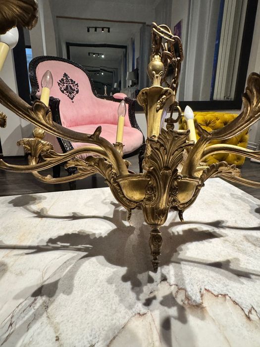 Candelabru din alamă masivă – stil Louis XV / Rococo, antichitate