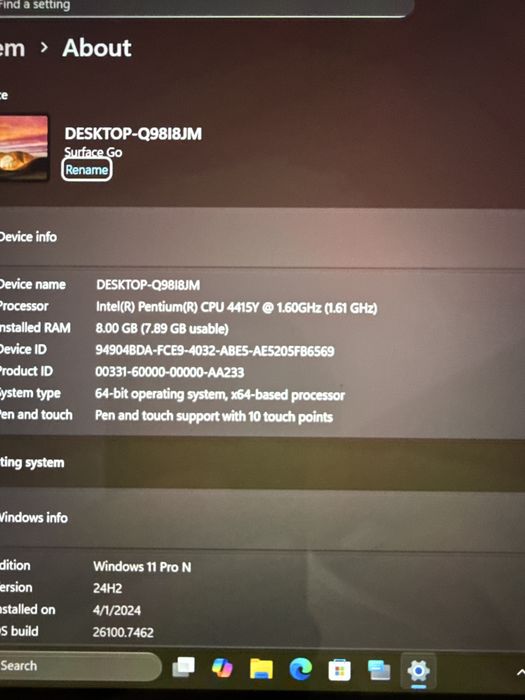 Tableta Windows Microsoft Surface Go 8gb ssd 256 perfesc functionala