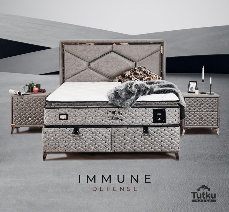 Тапицирано легло Immune Defense Прашно Сиво