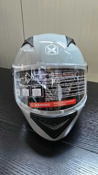 Casca Moto/Scuter/ATV, Viziera Dubla, Esarfa detasabila, Gri