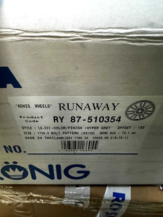 Джанти Konig Runaway 17x8 5x100 ET35 Hyper Grey
