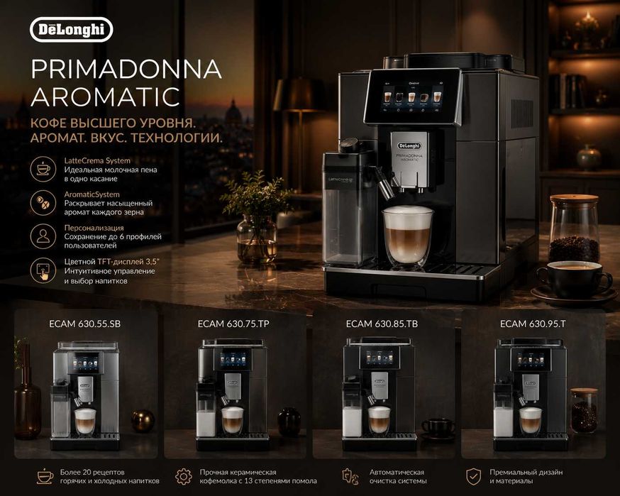 Кофемашина DeLonghi PrimaDonna Aromatic ECAM630.55/630.75. TSM